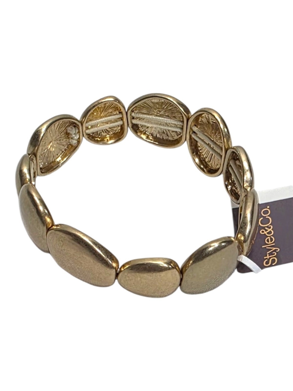 Style and Co Gold Tone Oval Bead Stretch Bracelet NWT Macy's Exclusive Slip On